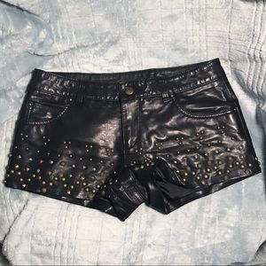 Free People Vegan Leather Studded Shorts